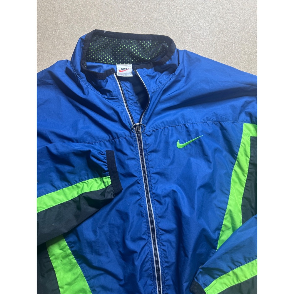 Vintage‎ Nike Windbreaker Jacket Mens XL Full Zip Blue Green Color Block